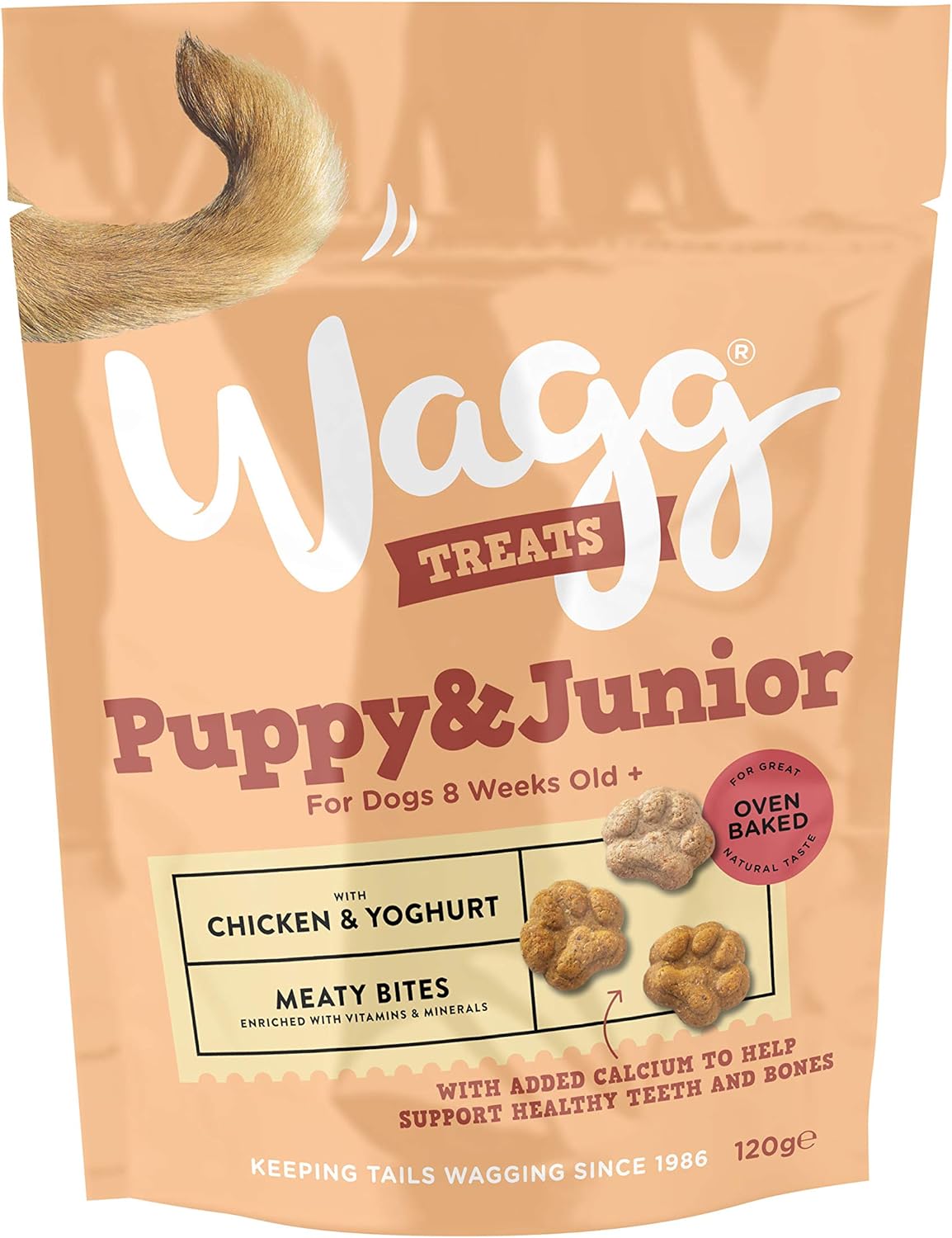 Wagg Puppy & Junior Meaty Bites Chicken & Yoghurt Dog Treats 125g (Pack of 7) - Oven Baked, 17.14 g (Pack of 7)