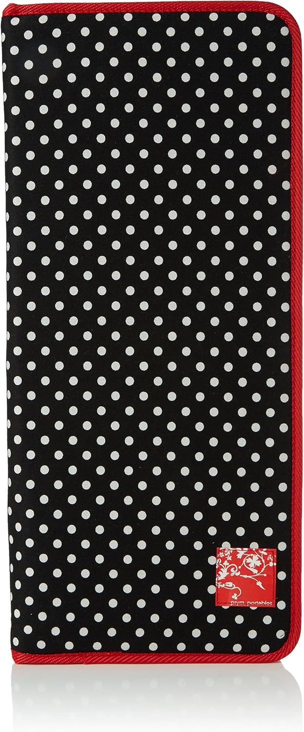 Prym - Polka Dots Black-White (20 x 43cm) Knitting Needle Case - 1 Unit, 43x20x3 cm, Black, White, Red