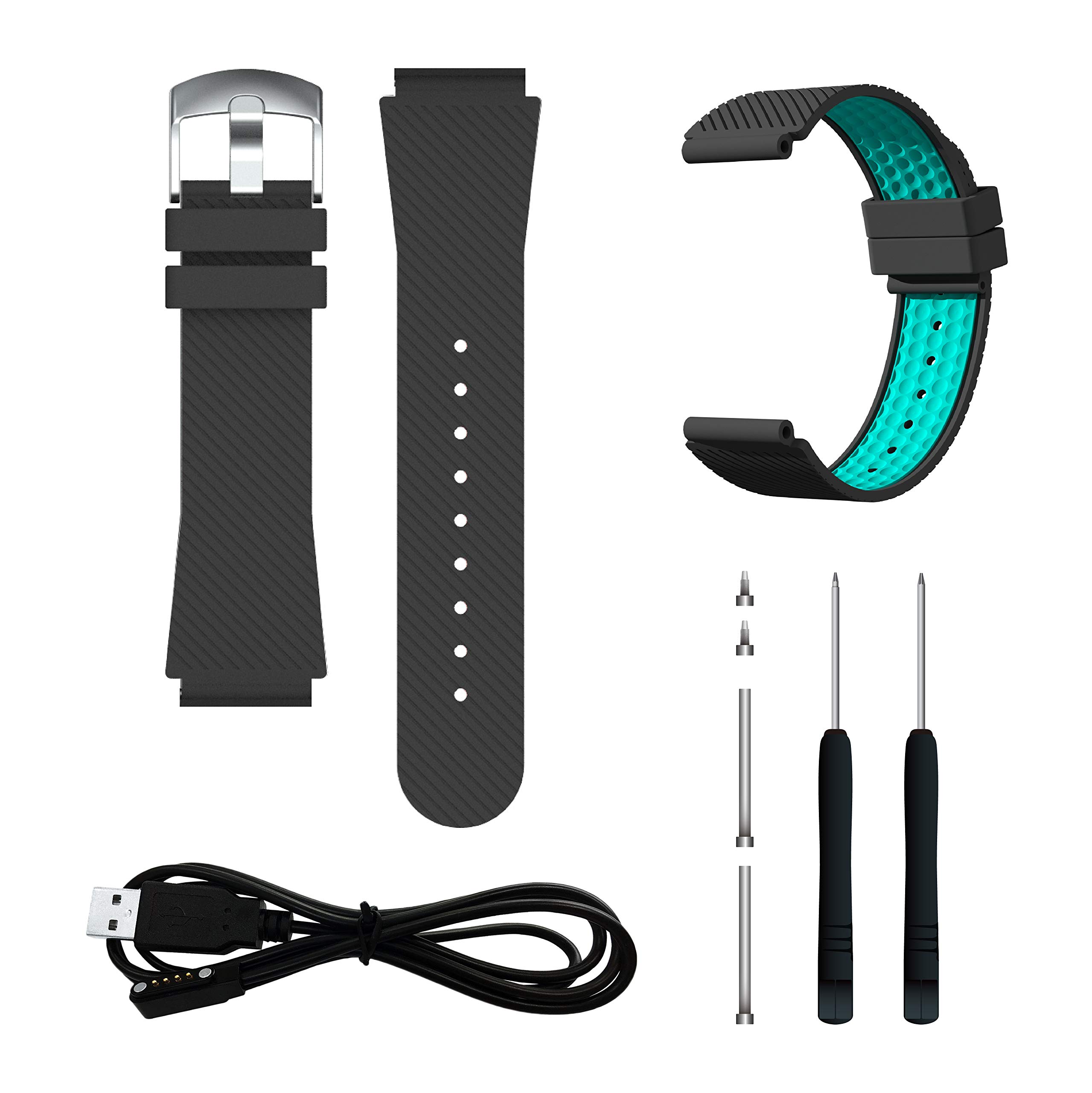 Canmore TW-353/TW-356 Golf Watch Replacement Band - Black/Turquoise