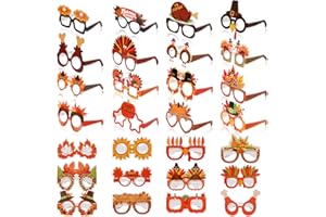 Jenaai 28 Pcs Thanksgiving Turkey Eyeglasses - Paper Eyewear Frame, Pumpkin Maple Leave Fun Sunglasses for Adult - Funny Glasses for Fall Themed Birthday Favors, Photo Prop Decorations