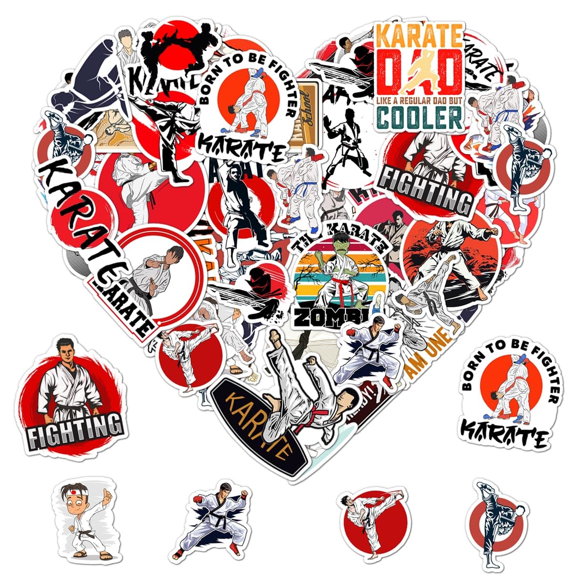 Mua 50 Pack Pcs Karate Stickers for Water Bottles Waterproof Vinyl ...