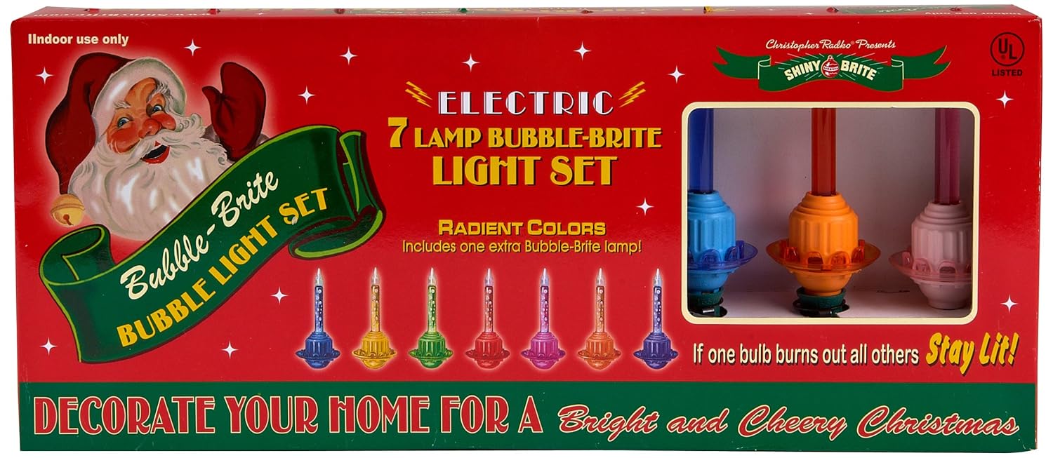 Christopher Radko Bubble-Lite Bubble Light, Light Strand, Set of 7