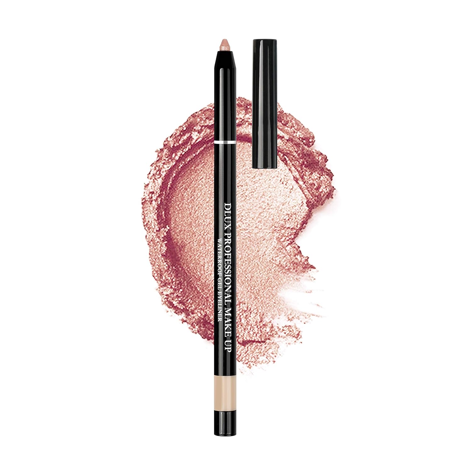 Dlux Professional- Pencil Gel Eyeliner, Stick Creme Eye Shadow, Smudge Proof, Waterproof, Eye Makeup, Long Lasting Liner, Cosmetics, Smooth, Perfect Makeup, 0.4g, Made in Korea (Shiny Peach Rose)