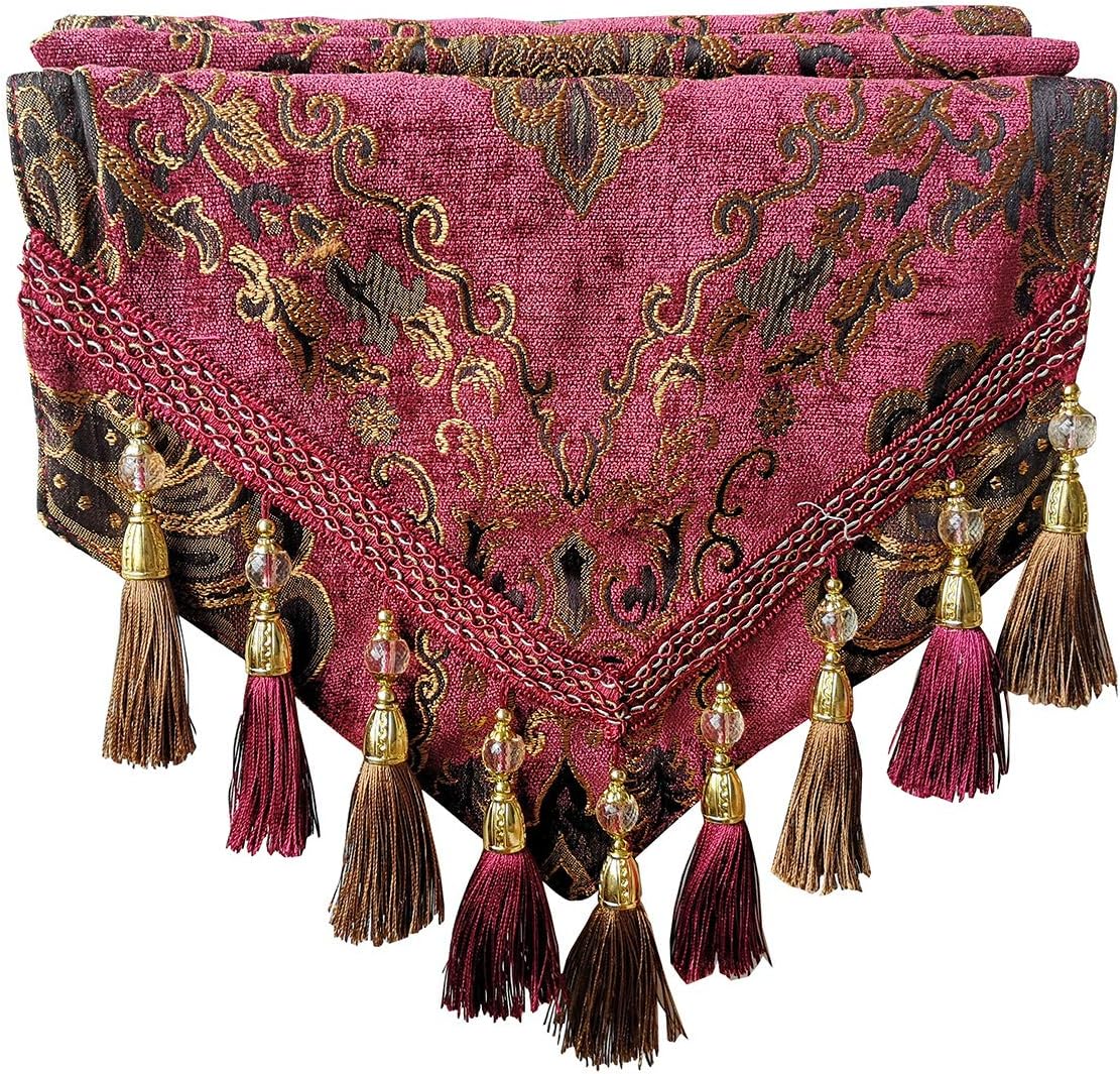 HomeyHo Luxury Table Runner Jacquard for Wedding Reception Table Runner Outdoor Tasseled Table Runner Pattern Coffee Table Runner for Living Room, 13 x 83 Inch