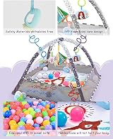 Trongle Baby Play Gym Mat 80x80x55cm with 5 Toys 18 Ocean Balls view 4