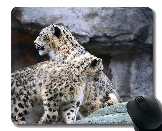 Yanteng Personalisierte Mauspads, Schneeleopard-Zookatze Mousepad Rutschfester Gummi