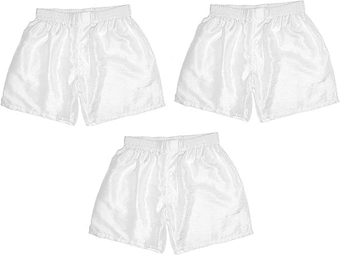 Pure White 100 Silk Boxers Set of Three Sizes S3XL at Amazon Men