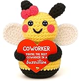Funny Coworker Gifts, Appreciation Employee Coworker Valentines Day Boss Lady Work Bestie Friends Female, Positive Crochet Animals Handmade Bee Gift Office Decor Cute Easter Basket Stuffer for Women