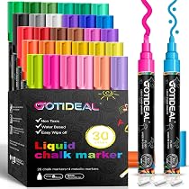 GOTIDEAL Jumbo Window Markers - 12 Colors Including 2 Metallic, Wet Erasable For Glass, Chalkboard, Car