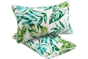 FUNHOME Waterproof Outdoor Lumbar Pillows for Patio Furniture,12x20 Inch Decorative Pillows Set of 2 with Insert,Hidden Zipper Headrests for Sofa Couch Chair(Palm Leaf)