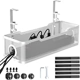 Cinati Under Desk Cable Management Tray White No Drill Clamp Wire Organizer view 1