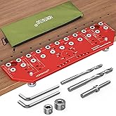 11-Hole Shelf Pin Jig and Hinge Jig 2-in-1,1/4 Inch and 5mm Shelf Pin Drilling Jig,Self-contained Clamping Function Shelf Jig and Cabinet Hardware Jig Tool Drill Guide