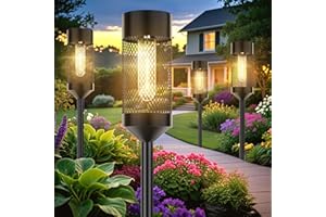 TrixHub Solar Pathway Lights Outdoor, 8 Pack Solar Powered Garden Lights Waterproof IP65, Metal Solor Outside Light for Yard Path Landscape Lawn Walkway Driveway, 3000K