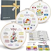 Bradove Embroidery Kit for Beginners, Learn to Embroider Top 29 Stitches and Cute Patterns with Video Tutorial and Instruction Booklet, Beginner Embroidery Kit for Adults Kids, Stitches Kit