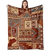 Aipon Boho Aztec Throw Blanket 50"x 60", Western Indian Native American Blanket Southwestern Decor, Brown Soft Cozy Lightweight Throws Blankets Gifts for Women Men Couch Bed Sofa Chair