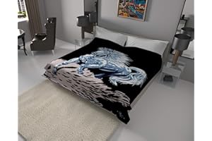 SOLARON Korean Super Thick Heavy Weight Ultra Silky Soft Mink Heavy Duty Reversible Blanket Bed comforters bedspreads Bedding Comforter King or Queen (King, 94 Horse Black)