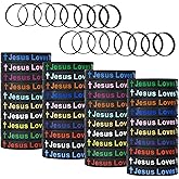 CYCLUSIVE Jesus Loves You Silicone Wristbands Colorful Rubber Bracelets Motivational Rubber Wristbands Christian Bracelets Silicone Inspirational Bracelet for Men Women Party Favors (Black)