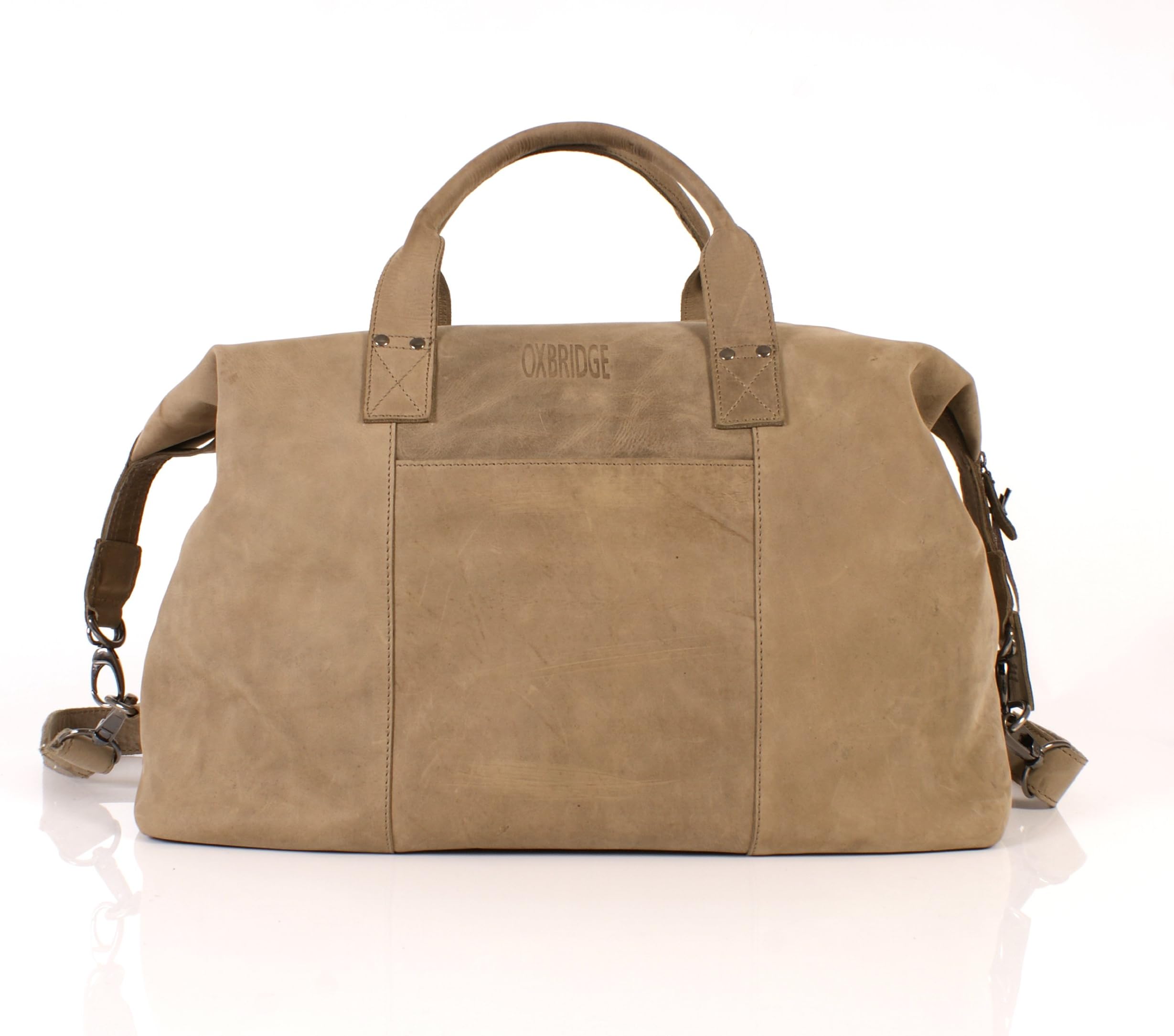 Olive Oxbridge suede leather designer cross body travel weekend holdall bag