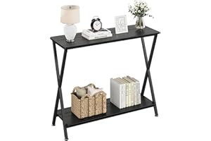 Garvee 2-Tier Industrial Narrow Console Table - Rustic Wood Behind Couch Sofa Table, Long Entryway Table for Living Room, Hal