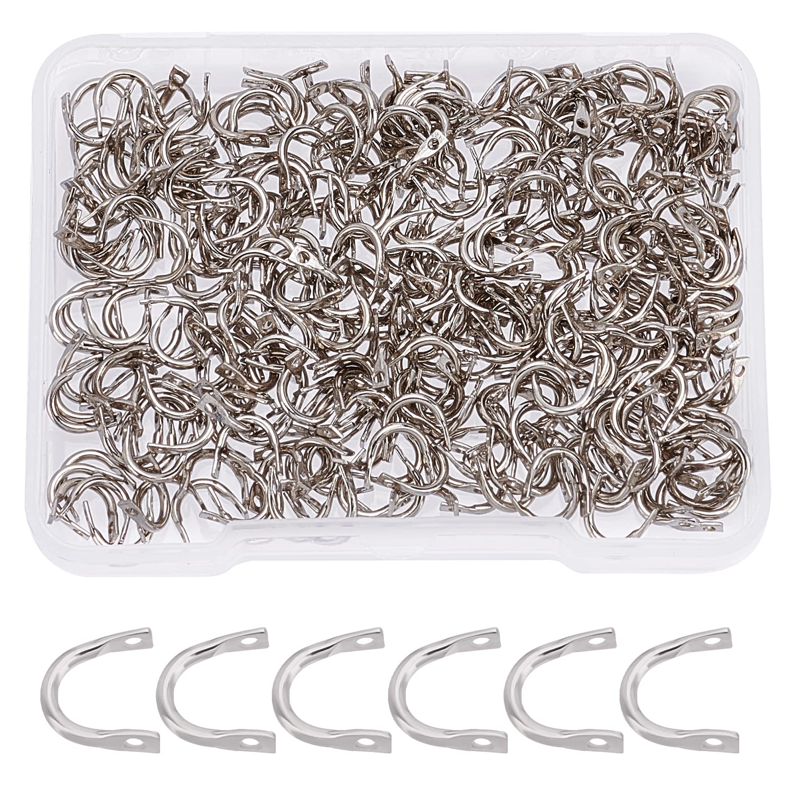SUPERFINDINGS 300Pcs Fishing Spinner Clevis U Shaped Spinnerbait Clevis Platinum Brass Links Easy Spin Spinner Clevis Spinner Blade Clevis for Lure Making, Hole: 1mm