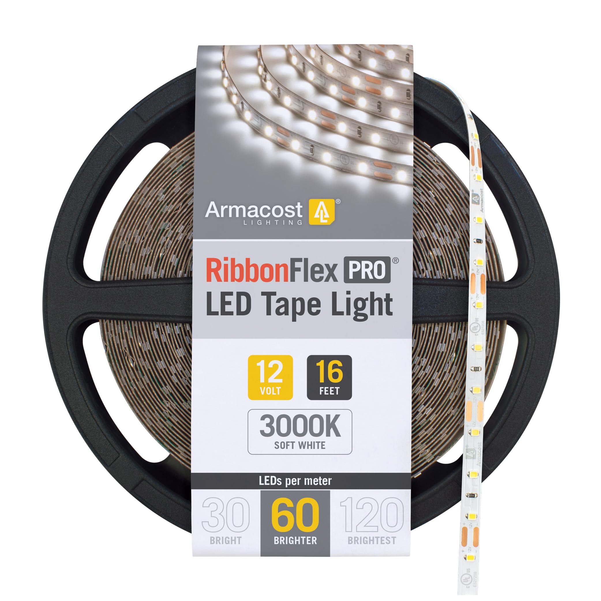 Armacost Lighting RibbonFlex Pro 12V White LED Strip Lights 60 LED/m, 3000K, 16.4 ft 142230 Image Armacost Lighting RibbonFlex Pro 12V White LED Strip Lights 60 LED/m, 3000K, 16.4 ft 142230 Image