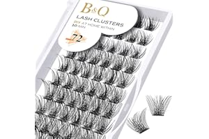 Lash Clusters B02 D Curl 12-18MIX DIY Eyelash Extensions 72 Lashes B&Qaugen Individual Eyelash Clusters Extensions Wispy Lashes Cluster DIY at Home (B02,D-12-18MIX)