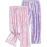 ENJOYNIGHT Women's Capri Pajama Pants Lounge Causal Bottoms Print Sleep Pants