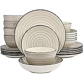 Elama Gia 24 Piece Stoneware Dinnerware Set (Cream)