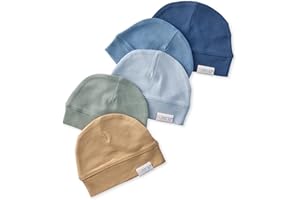 Butterblu Charlie 5-Pack Caps 100% Organic Cotton Beanie Hats for Newborn and Baby Girls, Boys, Unisex​