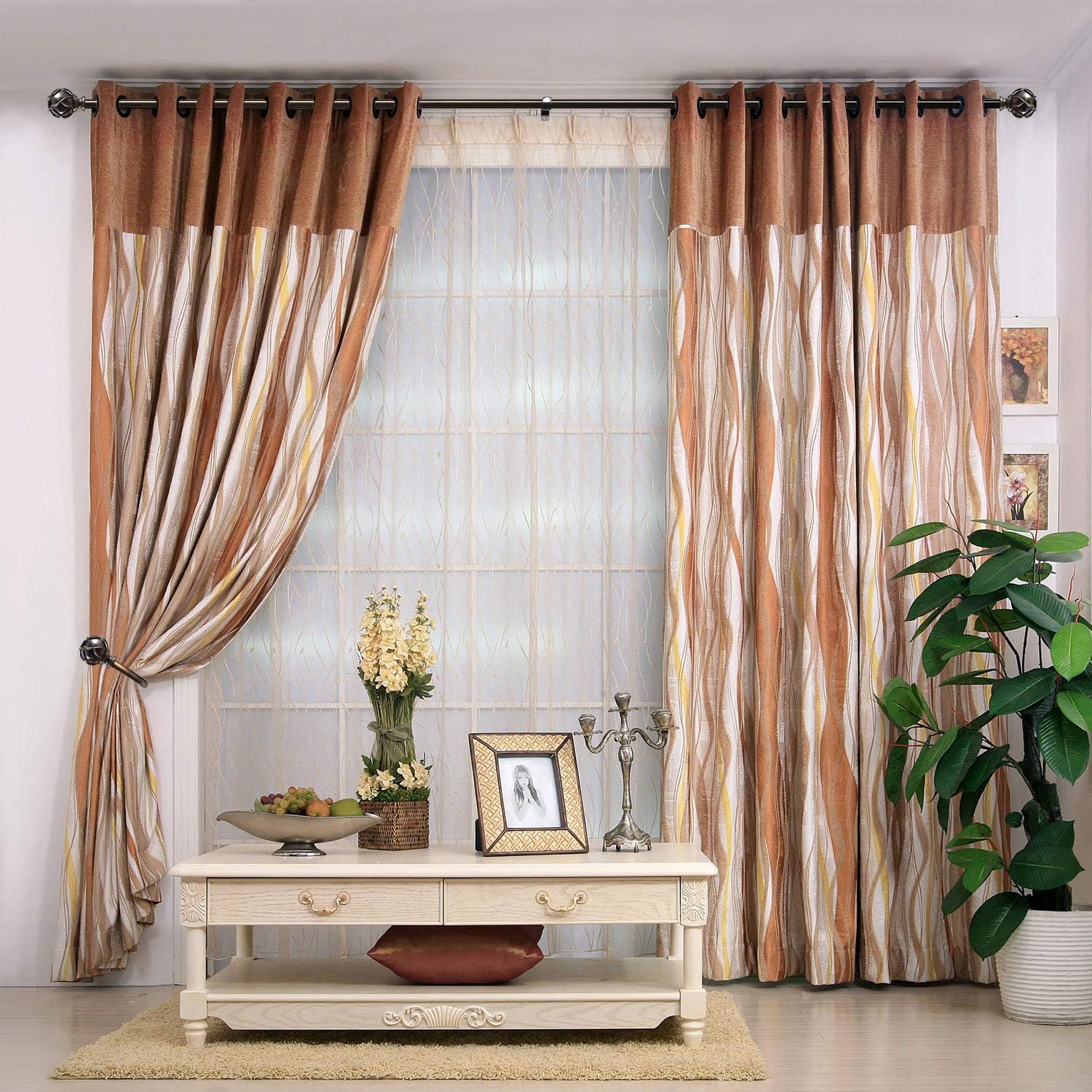 KAMANINA 1 Inch Curtain Rod Single Drapery Rod 72 to 144 Inches, Netted Texture Finials, Antique Bronze: Home & Kitchen