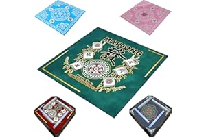 WMTBSRSW Mahjong Mat, Anti Slip and Noise Reduction Mahjong Mat, Mahjong Accessories, Poker Domino Dice Game Table Mat, Board and Tile Games Mat for Table Retro Pattern and Color Design 27''x27'' (Green)