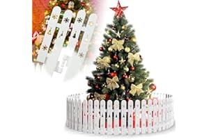 WEFAITH Christmas Tree Fence Barrier for Pets & Kids - 36Pcs Foldable White Picket Fence Gate Around Xmas Tree, Decorative Baby & Dog Cat Proof Indoor Christmas Tree Protector Decoration