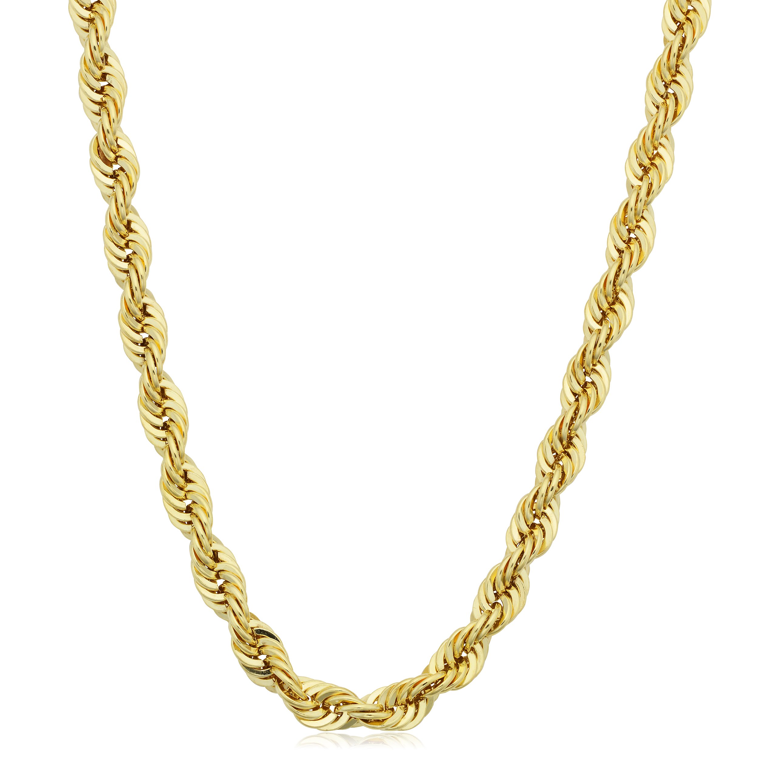 Collar de cadena de cuerda para hombre con relleno de oro amarillo de 14 k (4,2 mm, 18 pulgadas)