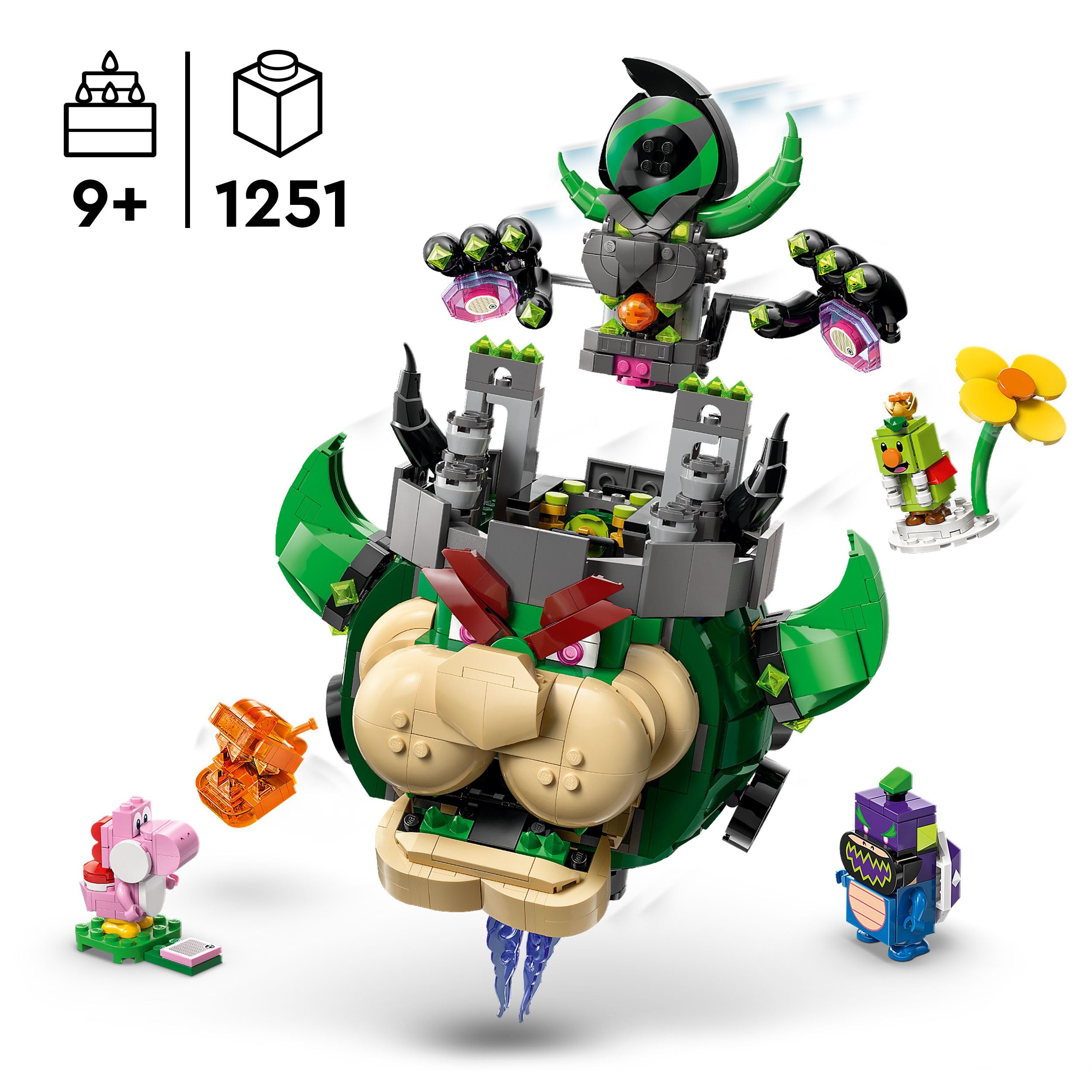 LEGO Super Mario Prinz Florian & Schloss Bowser - Interaktives Spielzeug mit 4 Figuren - Pinker Yoshi & Stand zum Spielen & Ausstellen - Gamer Geschenk für Jungen & Mädchen ab 9 Jahren - 72042 3