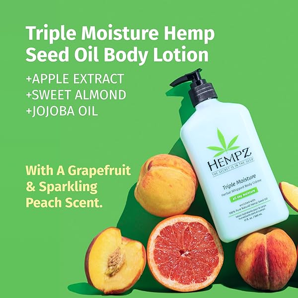 HEMPZ TRIPLE MOISTURE BODY MOISTURIZER, 17 OZ – HYDRATING LOTION RICH WITH MINERALS, VITAMIN C, & HEMPSEED OIL TO NOURISH & REPAIR EXTREMELY DRY OR SENSITIVE SKIN FOR BODY