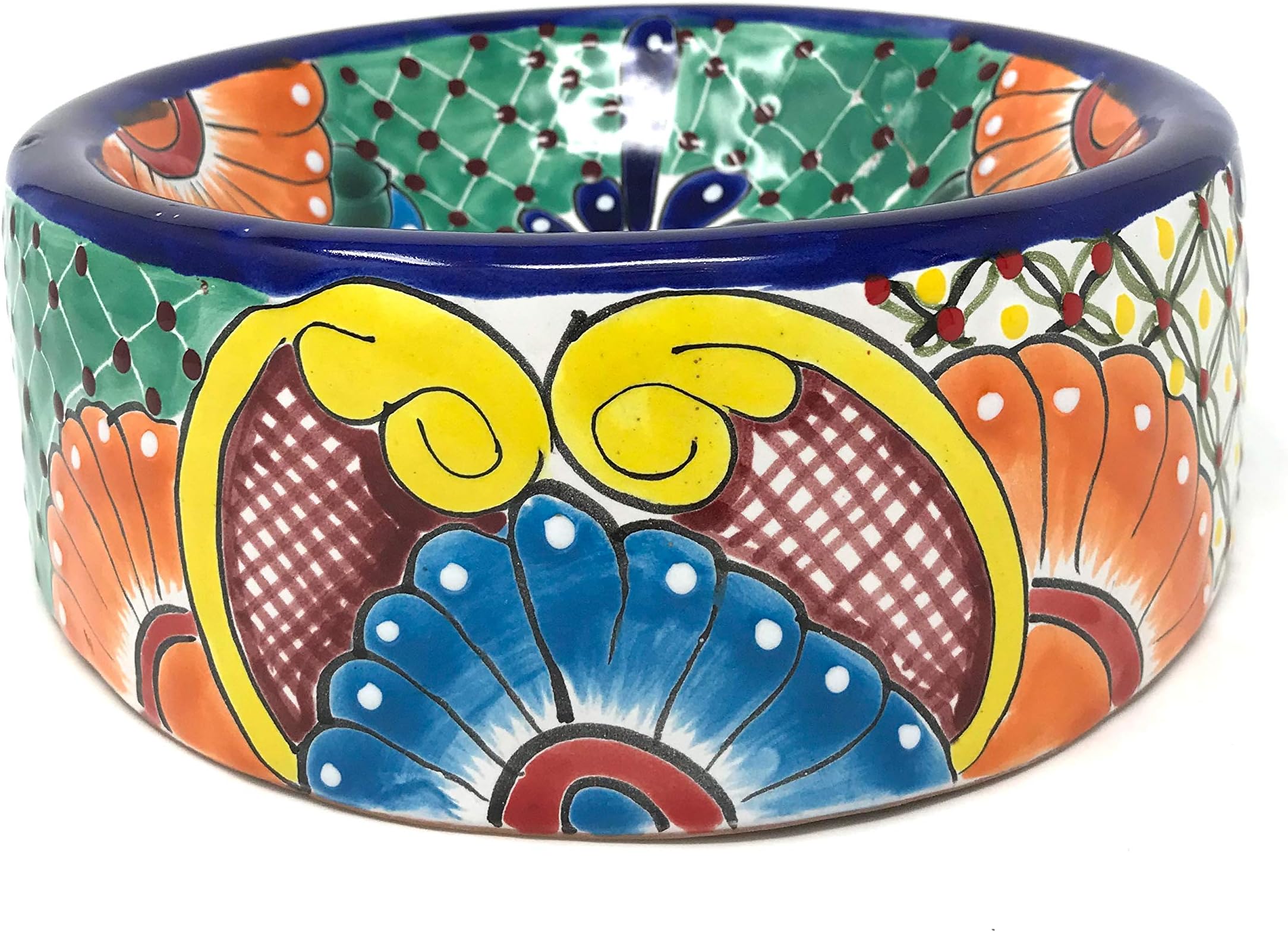Mexican Talavera Pottery 9 inch Round Hand Painted Extra Large Dog Bowl