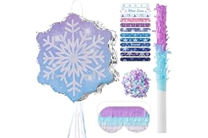 WINTS Snowflake Pinata, Frosty Piñata with Blindfold Perfect for Snowy Birthday Party, Fairy & Kids‘ Birthday Party Decoratio