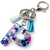 Fario Alphabet Initial Letter A-Z Keychains for Women Tassel Pendant Key Ring for Purse Handbags Women Girl
