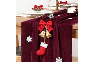 MLMC Velvet Table Runner 10ft Luxury Velvet Fabric Elegant Xmas Table Decor 20x120 Inches for Wedding Christmas New Year Winter Home Decor, Burgundy Red