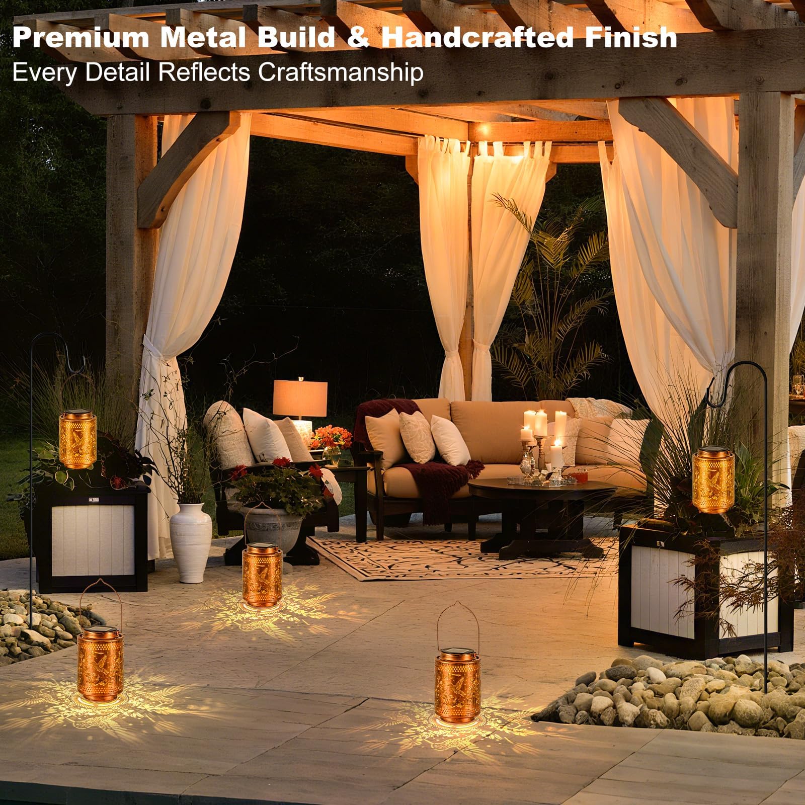 Adebime Hummingbird Solar Lanterns, Gifts for Mom, Grandma, Outdoor Waterproof Hanging Garden Decor for Patio, Yard