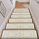 OJIA Pink Floral Stair Treads for Wooden Steps 15PCS 8