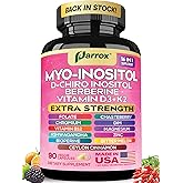 Parrox Myo Inositol Supplement, D-Chiro Inositol, Folate, DIM, Vitamin D3, B12, K2, Chromium, Bioperine, Ceylon Cinnamon, Zinc, Ashwagandha, Chasteberry, Magnesium, Berberine (90 Vegan Capsules)