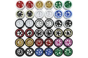 BrickBounty 1/64 Wheels & Tires for 1/64 Toy Cars (10 Sets Packaging), Random Color Rims Tires Set for 1/64 Scale Cars
