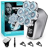 Gisaae Head Shavers for Bald Men, Upgraded 7D Electric Razor, Cordless Rechargeable, Ipx7 100% Waterproof, Dry & Wet Bald Head Shaver, Beard Grooming Kit with Led Display