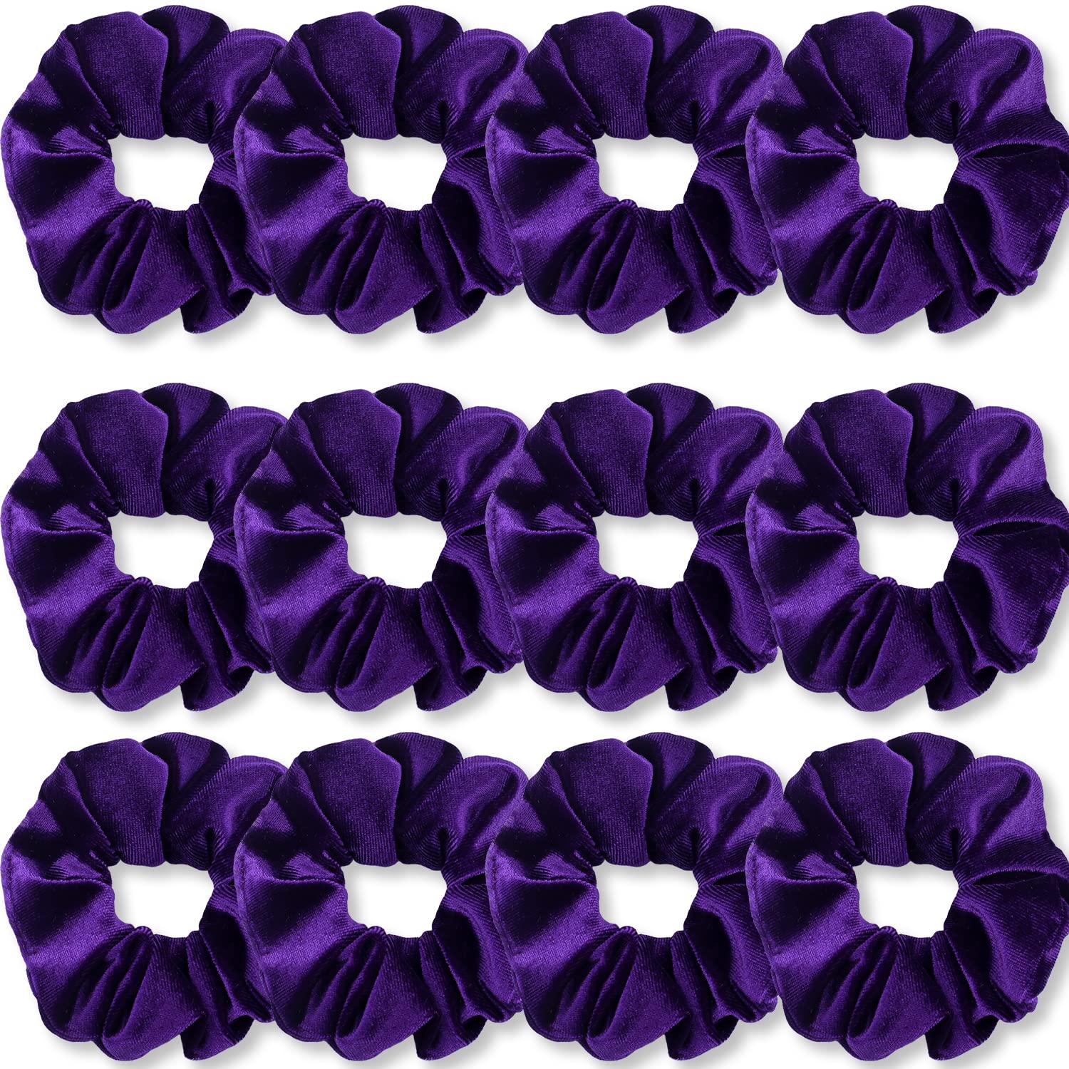 VENUSTE Purple Scrunchies, Premium Velvet Scrunchy for Hair, Solid Colors Thick Hair Bands, Soft Ropes Ponytail Holder Hair Accessories for Women and Girls, 12 Pack