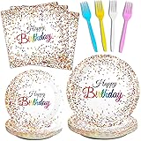96 Pieces Happy Birthday Plates and Napkins Party