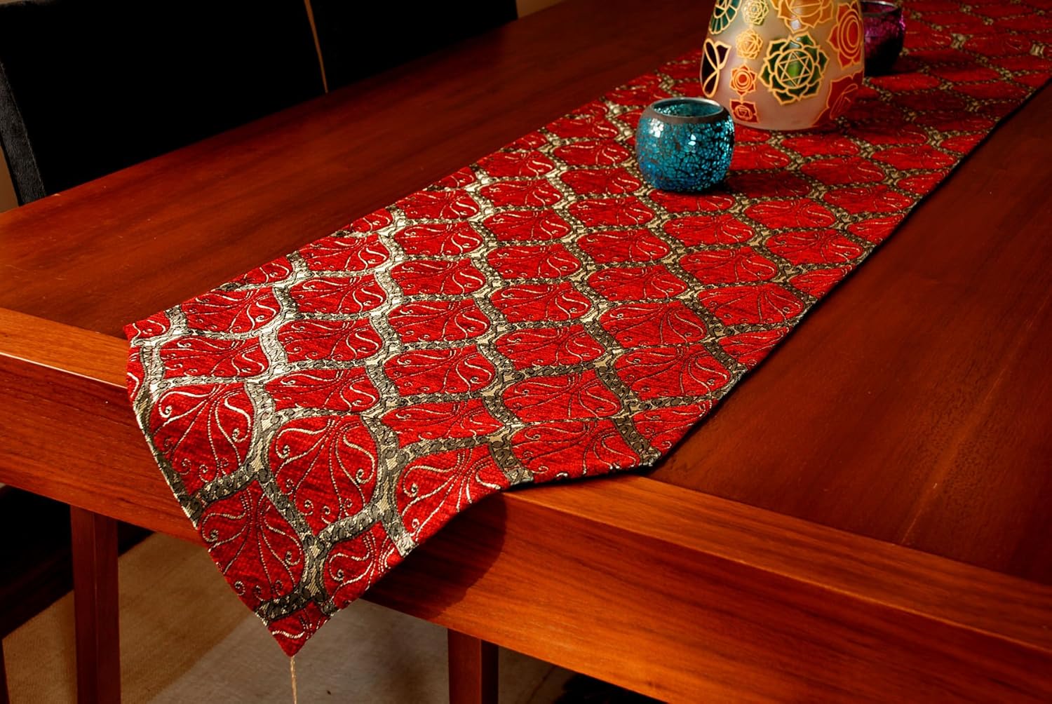Best teal damask table runner