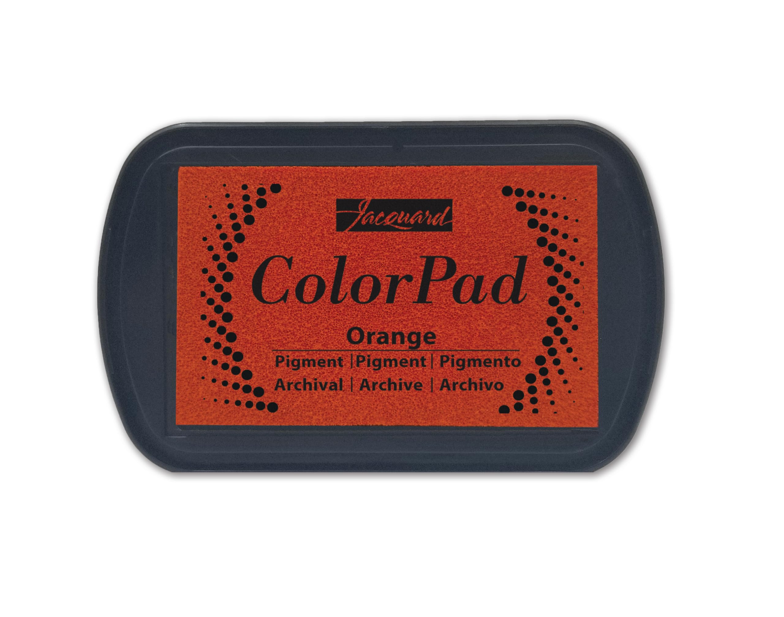 Jacquard Pigment Ink Pad for Stamping, Slow Drying Orange Colour for Scrapbooking Projects, Fabric Printing and Mixed Media Art