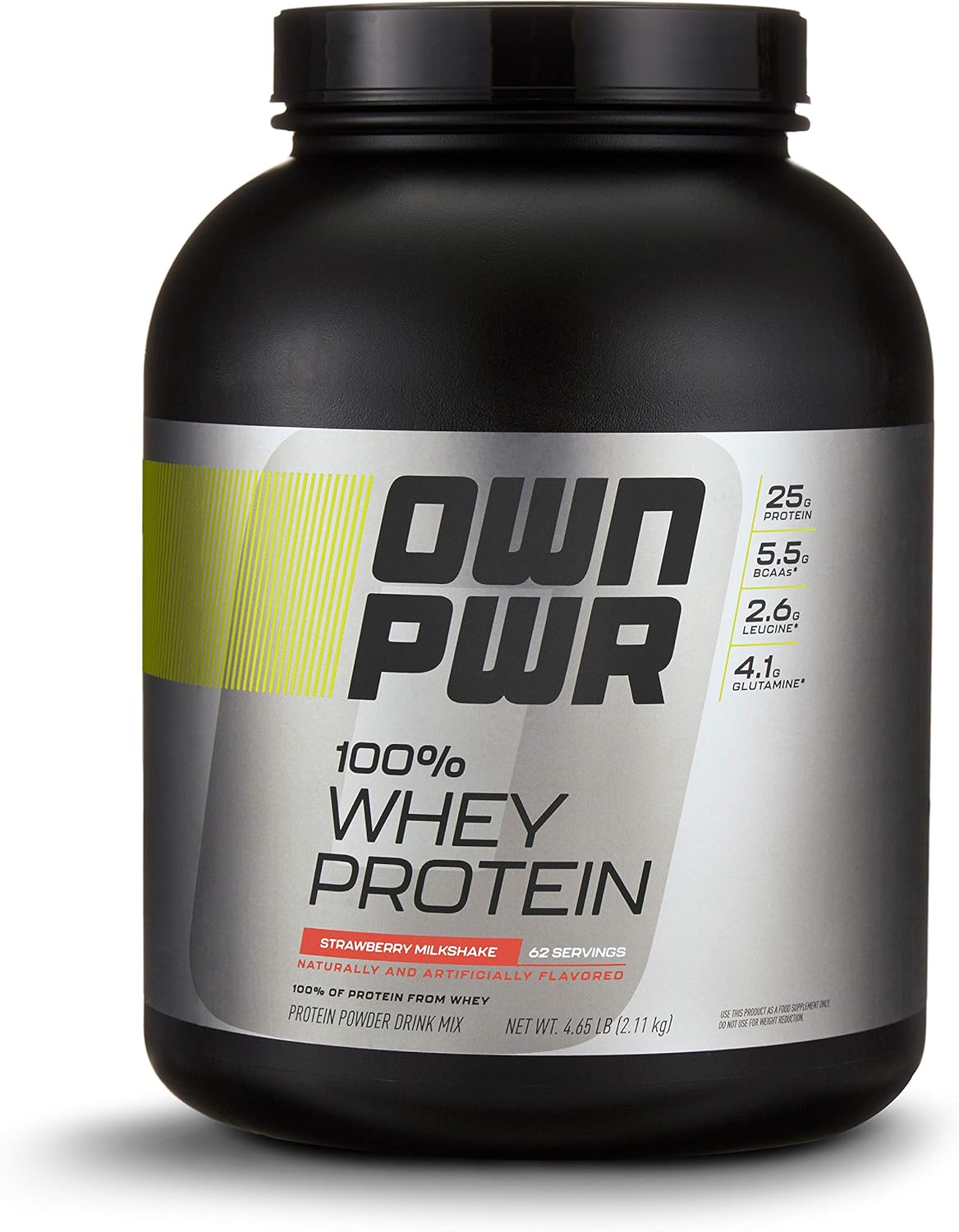 OWN PWR 100 Whey Protein Powder, Strawberry Milkshake, 25