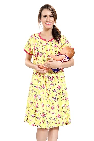 Women's Cotton Maternity and Feeding Short Nighty
